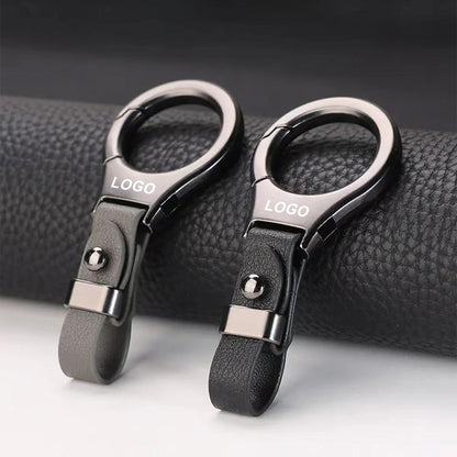 Solid färg metall läder bil nyckelring