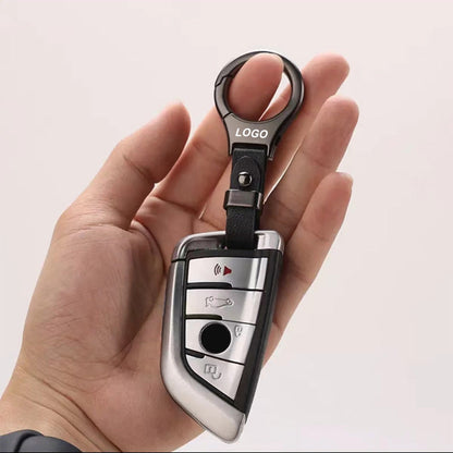 Solid färg metall läder bil nyckelring